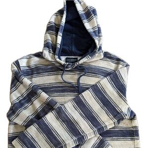 Lucky Brand Navy and Beige Striped Hoodie